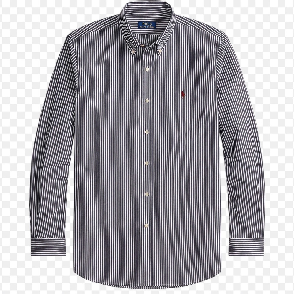 Ralph Lauren Navy and White Striped Button-Down Shirt - Picture 1 of 5